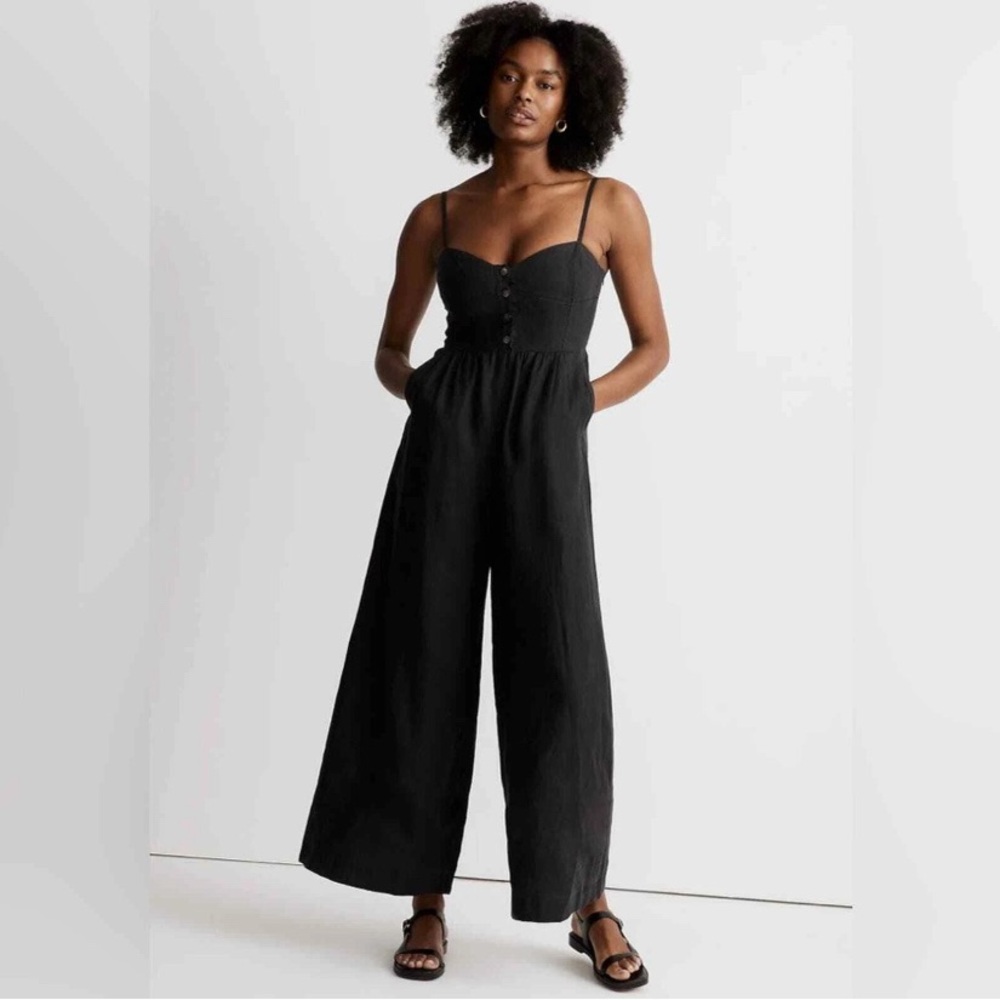 SOLD Madewell Black Linen Jumpsuit with pockets
